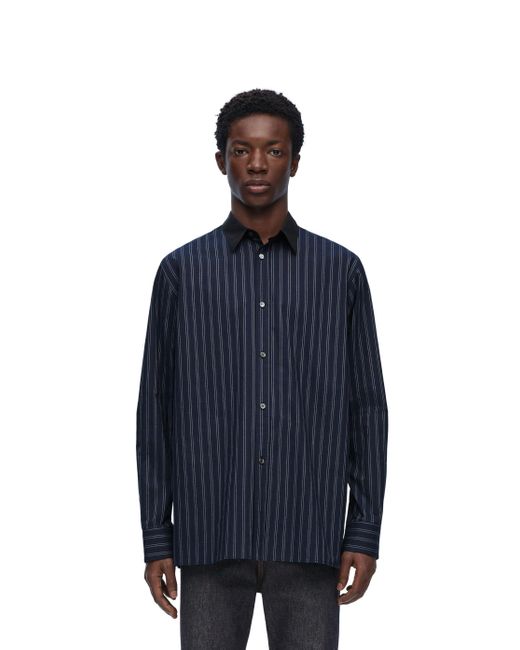 Loewe Blue Long Sleeved Striped Shirt for men