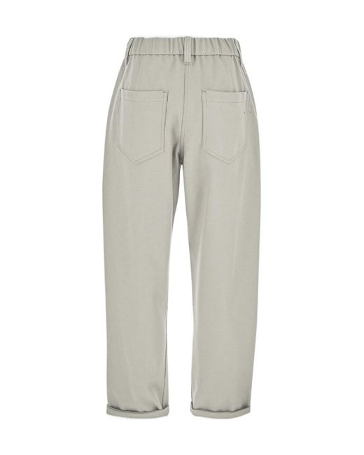 Brunello Cucinelli Natural High Waist Straight Leg Trousers
