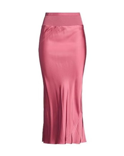 Rick Owens Pink Solid Satin Pencil Skirt