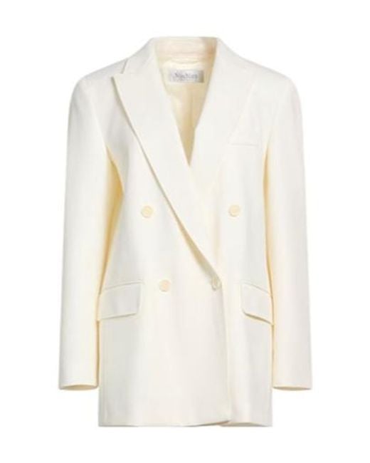Max Mara White Minimalist Doublebreasted Blazer
