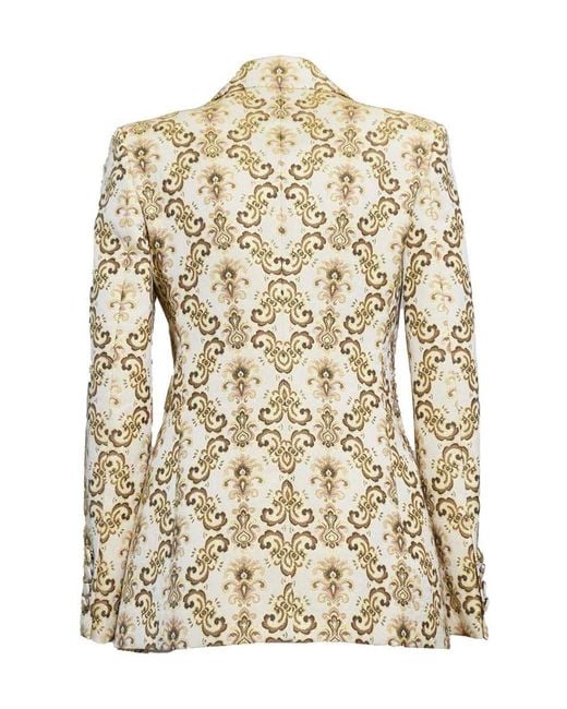 Etro Natural Pattern Jacquard Single Breasted Blazer