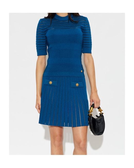 Balmain Blue Short-Sleeved Knitwear