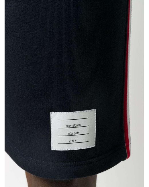 Thom Browne Blue Side-Stripe Track Shorts for men