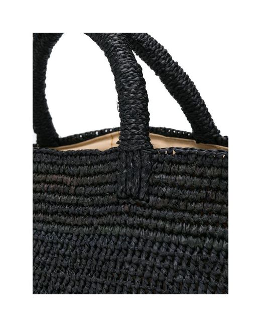 IBELIV Black Vanilla Woven Top Handle Bag