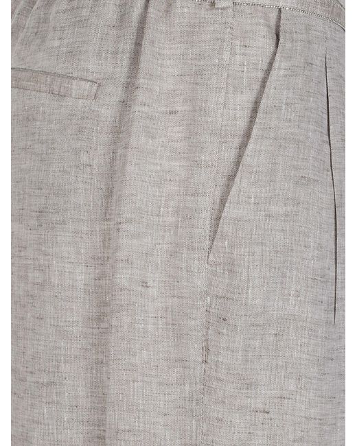 Peserico Gray Pleated Tie-Waist Pants