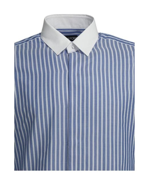 Tom Ford Blue Long Sleeve Striped Shirt for men