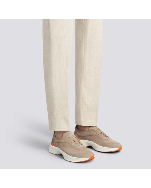 Santoni Brown Round Toe Sneakers for men