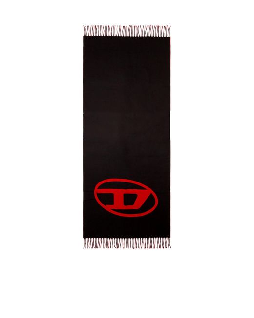 DIESEL Black Fringed Scarf for men