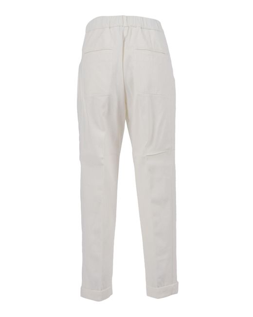 Peserico White Pleated Straight Leg Trousers