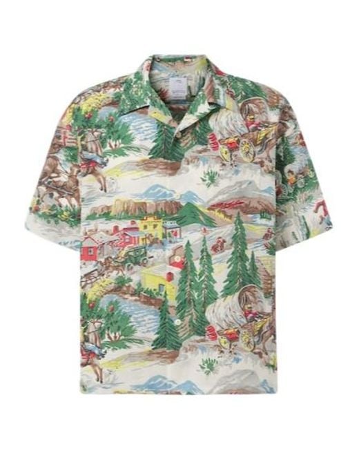 Visvim Green Crosby Printed Silk-Blend Bowling Shirt for men