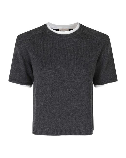 Semicouture Black Semi Couture Aida Short-Sleeve Knitted Sweater