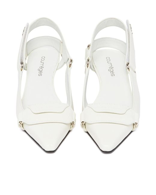 Courreges White 60Mm Pointed-Toe Leather Pumps