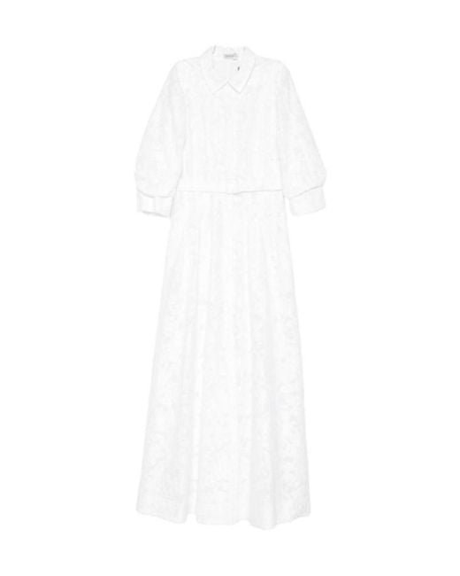 Jonathan Simkhai White Courtney Floral-Embellished Belt Long Dress