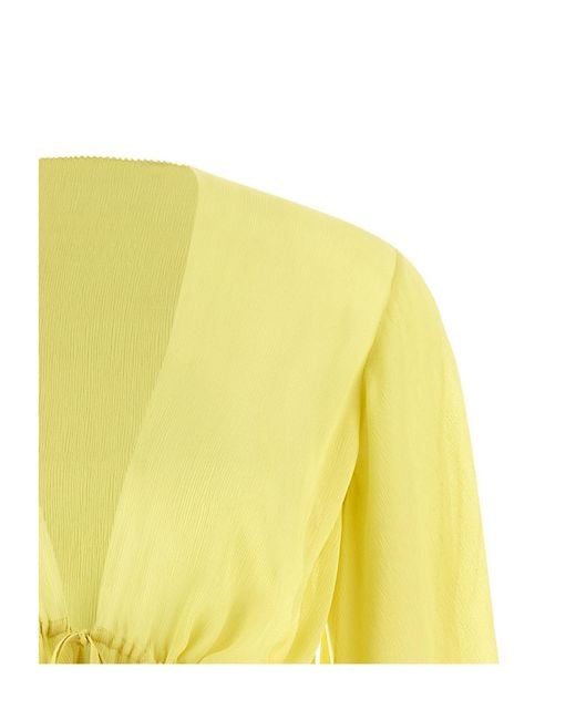 Alberta Ferretti Yellow Ruffled Drawstring Shirt
