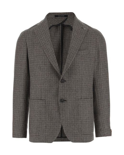 Tagliatore Gray Houndstooth Patterned Single-Breasted Blazer for men