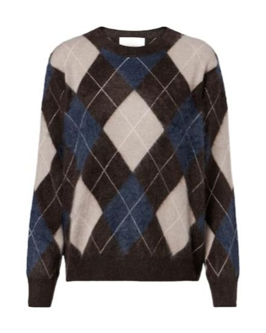 Lisa Yang Black Margy Argyle Cashmere Sweater