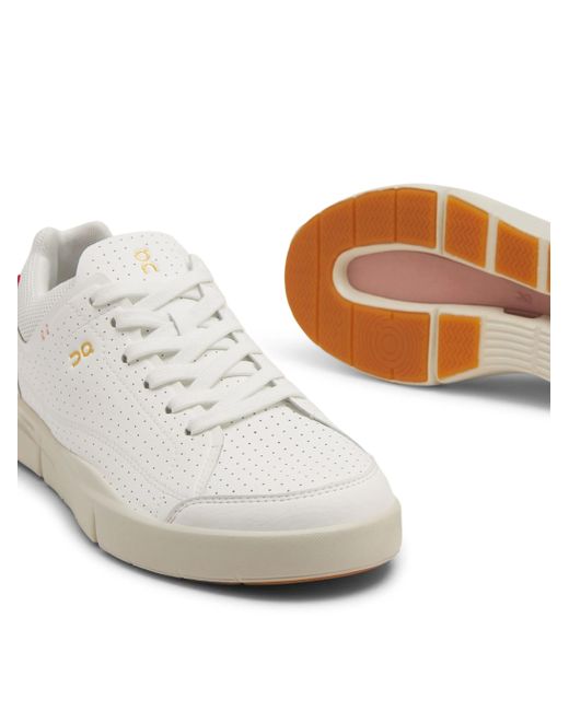 On Shoes White Logo-Print Perforated Low-Top Sneakers