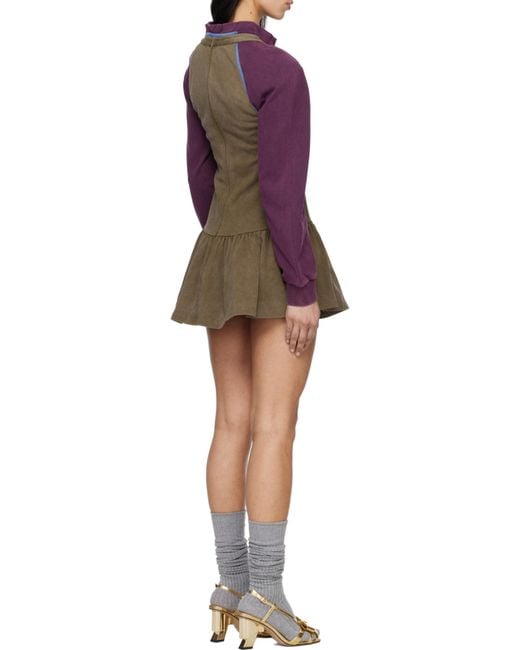 ShuShu/Tong Brown V-Neck Mini Dress
