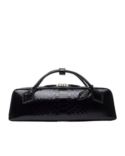 Alaïa Black Alaïa Textured Top Handle Clutch Bag