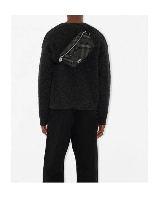 Burberry Black Checked Zipped Belt Bag for men