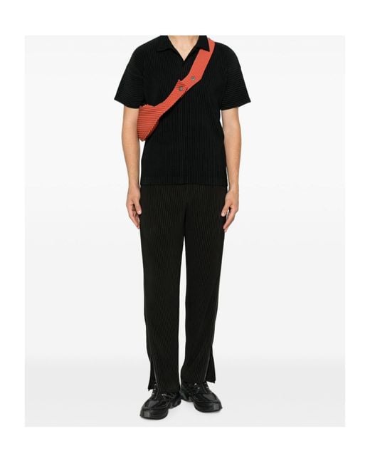 Homme Plissé Issey Miyake Black Pleated-Design Zip-Detailing Trousers for men