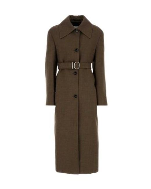 Jil Sander Brown Long-Sleeved Belted Coat