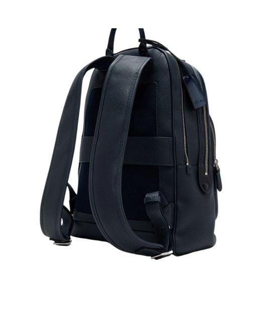 Santoni Blue Leather Backpack for men
