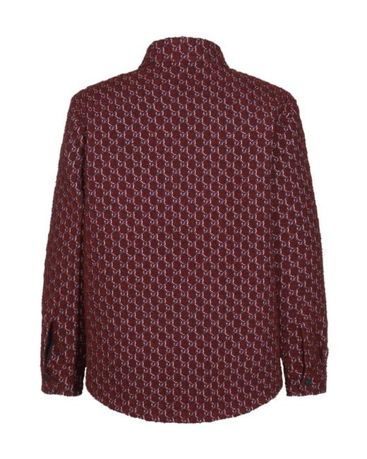 Gucci Red Gg Monogrammed Shirt Jacket for men