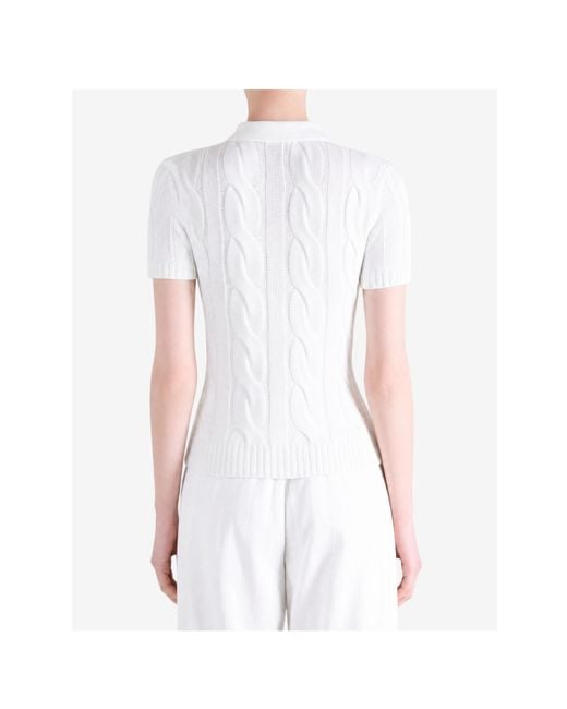 Polo Ralph Lauren White Cable-Knit Polo Shirt