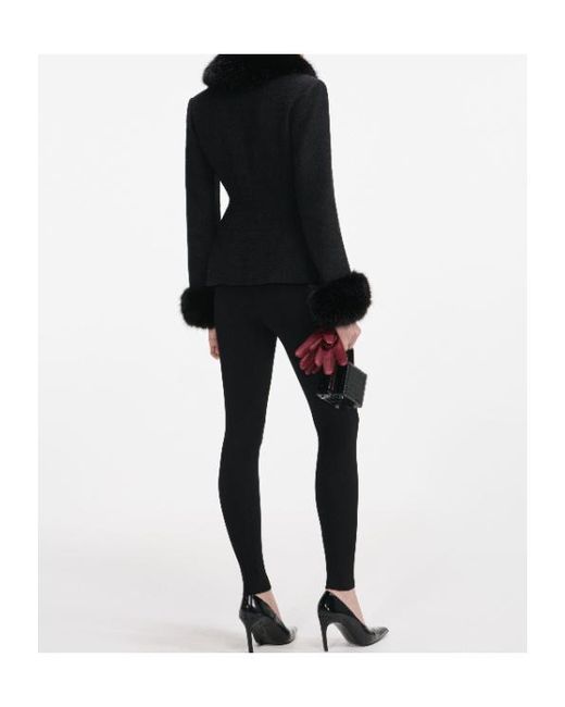 Self-Portrait Black Tailored Boucle Fur Jacket