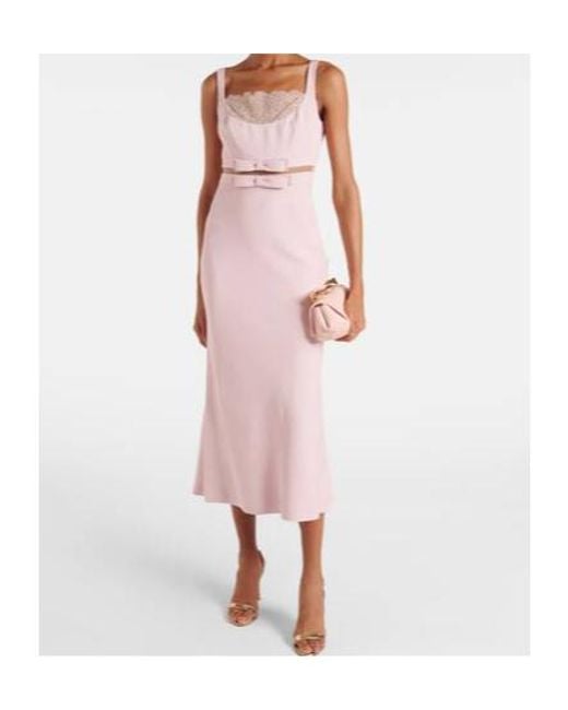 Giambattista Valli Pink Bow-Detail Crepe Midi Dress