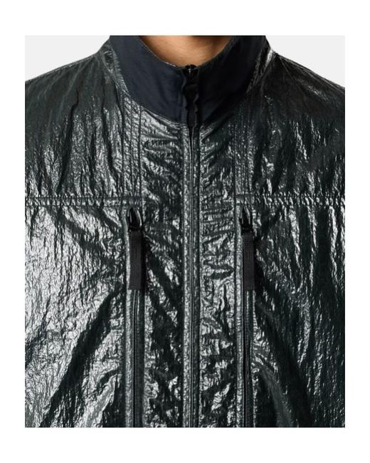 Stone Island Black Logo Patch Zipped Overshirt for men