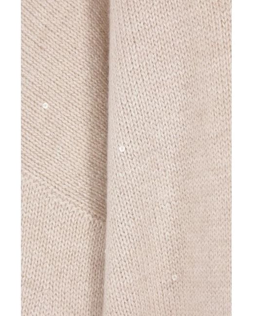 Brunello Cucinelli Natural Long-Sleeved High-Neck Jumper