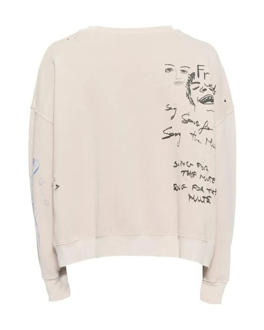 Song For The Mute White Distressed Graphic-Print Sweatshirt for men