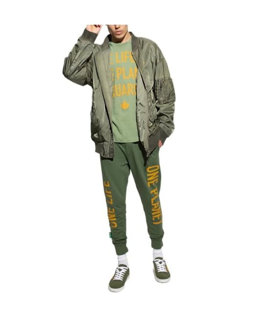 DSquared² Green Boxer Leaf-Graphic Low-Top Sneakers for men