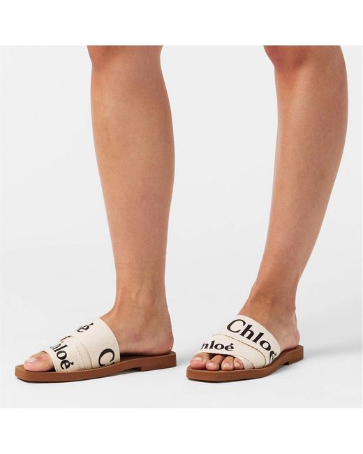 Chloé White Logo Slippers