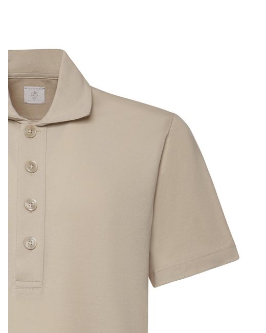 Eleventy Natural Button-Detailed Short Sleeved Polo Shirt for men