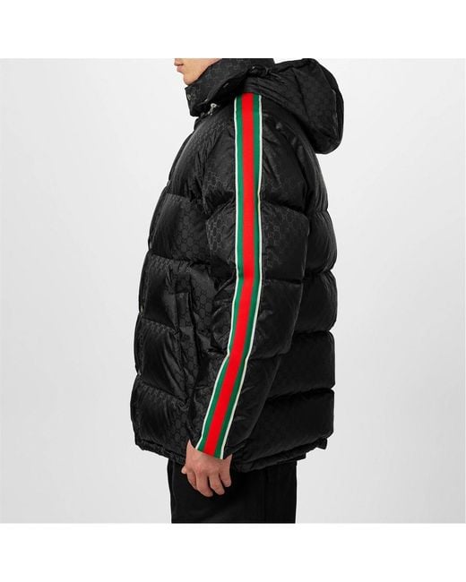 Gucci Black Logo Jacquard Webbing Down Jacket for men