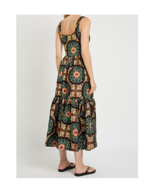 LaDoubleJ White Printed Satin Twill Midi Dress