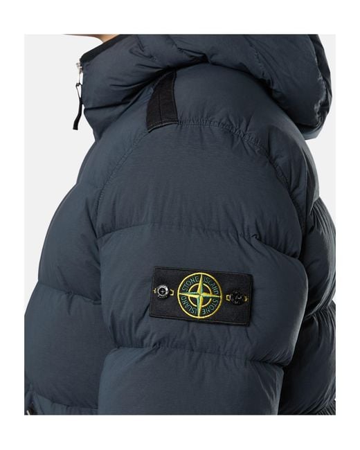 Stone Island Blue Padded Hooded Puffer Jacket for men