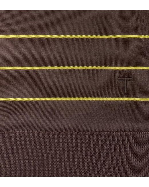Tod's Brown Long-Sleeve Striped Sweater