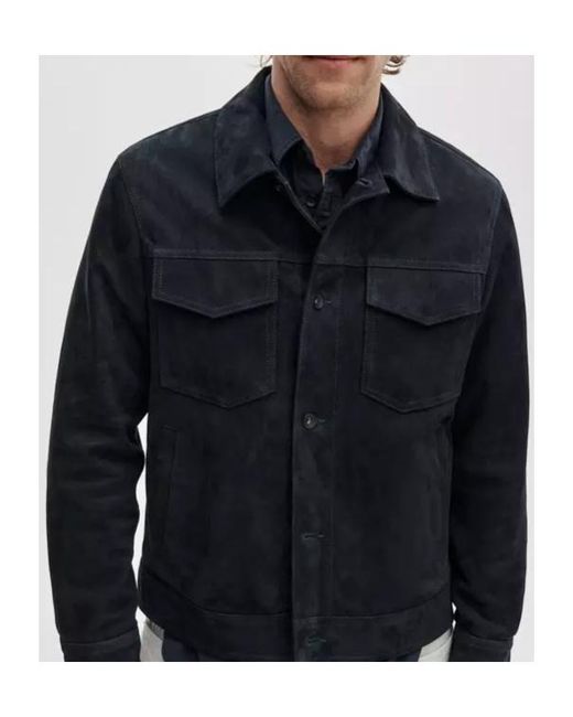 Rag & Bone Black Suede Trucker Jacket for men