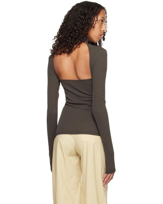 Nanushka Black Cut-Out Roll-Neck Top