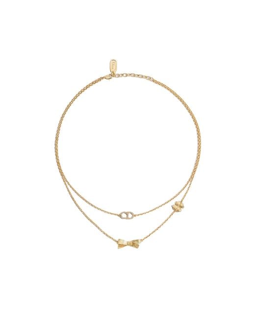 Dior Metallic Cd Bow Necklace