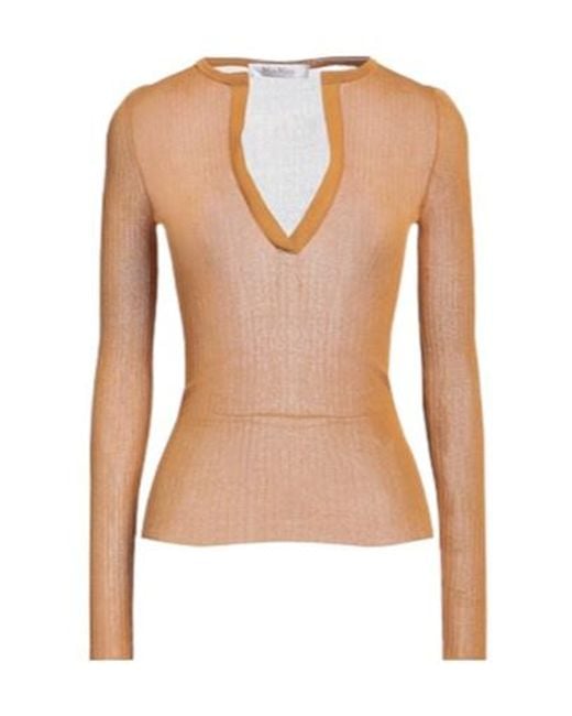 Max Mara Blue Solid Thin Knit Top