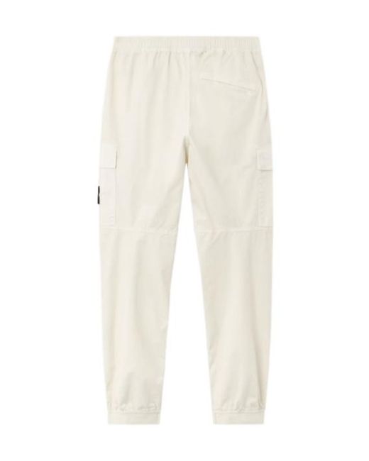 Stone Island White Elasticated Waistband Cargo Pants for men