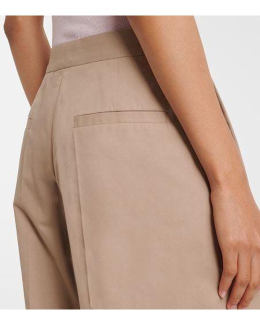 Jil Sander Natural Pleated Cotton Wide-Leg Pants