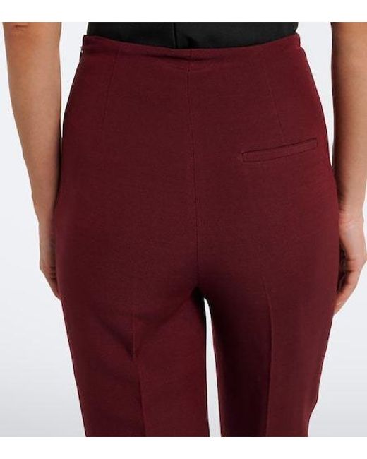 Roland Mouret Red Wool And Silk Wide-Leg Pants