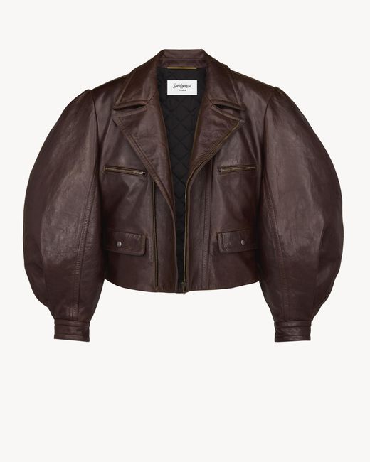 Saint Laurent Brown Balloon-Sleeve Jacket