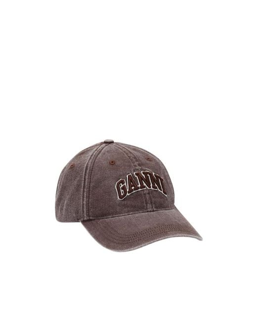 Ganni Brown Washed Cap
